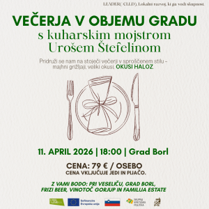 Alternative view of VEČERJA V OBJEMU GRADU – S KUHARSKIM MOJSTROM UROŠEM ŠTEFELINOM